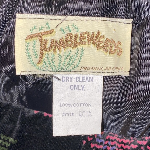 Vintage Tumbleweeds Skirt Velvet Floral Rose Lined Long Modest Belt EUC Sz 32 - Picture 8 of 10